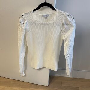 Fate White Sweater with Lace Sleeves